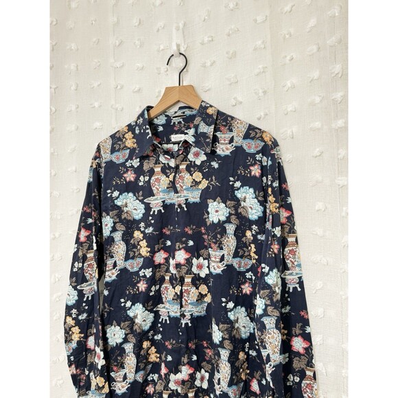 PAUL SMITH Button Front FLORAL Cotton Shirt Men's L Italy Made - Picture 2 of 6